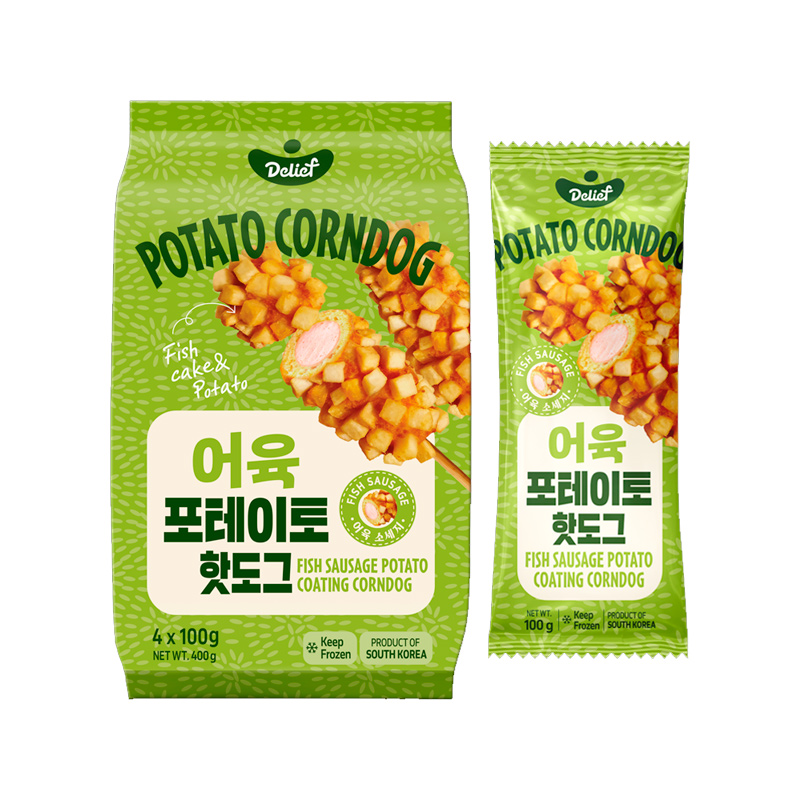 DELIEF Fish Sausage Potato Coating Corndog (F) 100g x 4p x 12