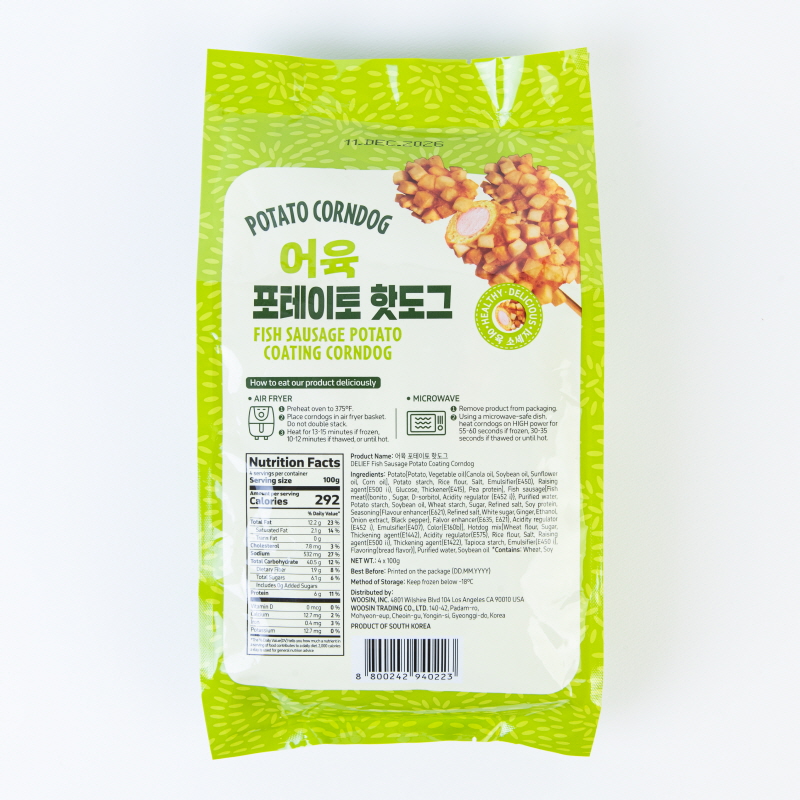 DELIEF Fish Sausage Potato Coating Corndog (F) 100g x 4p x 12
