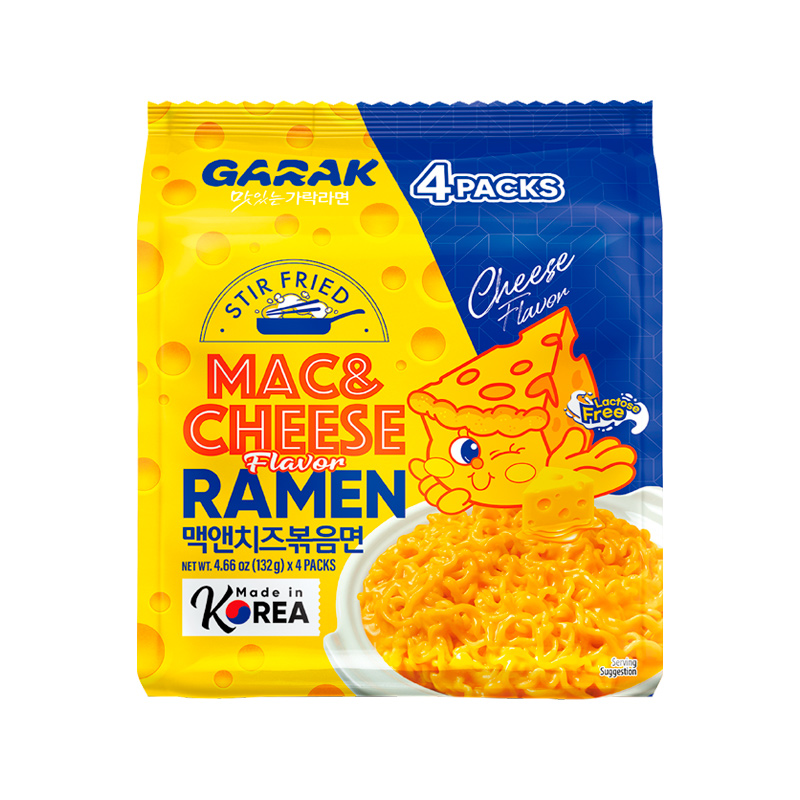 GARAK Mac & Cheese Flavor Stir-Fried Ramen 132g x 4p x 8