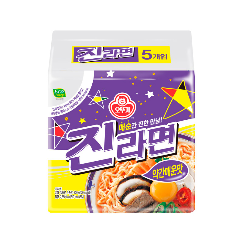 OTTOGI Jin Ramen Slightly Spicy 120g x 5p x 8