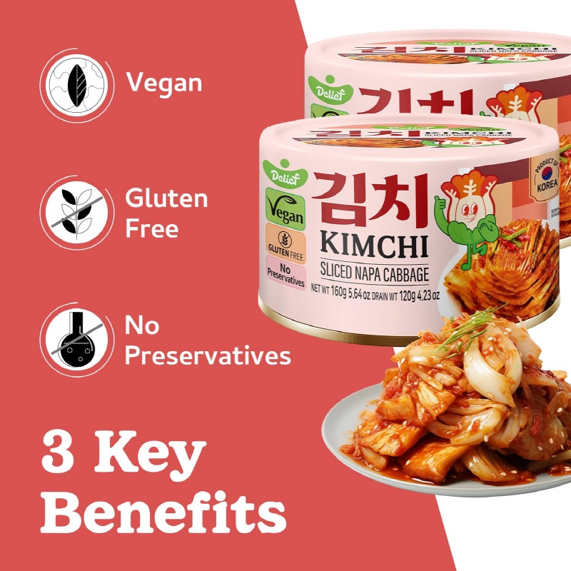 DELIEF Sliced Napa Cabbage Kimchi Can 160g x 24