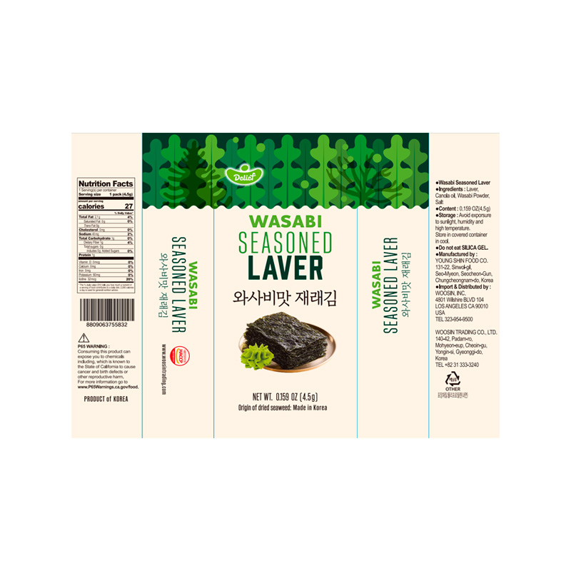 DELIEF Wasabi Seasoned Laver 4.5g x 3p x 12