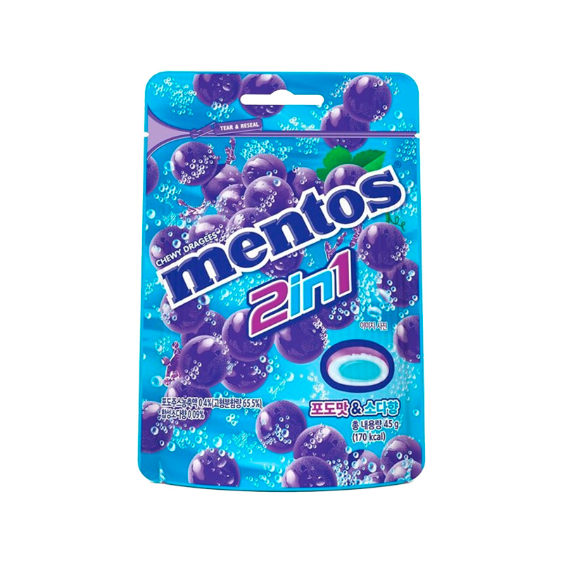 NONGSHIM Mentos 2IN1 Grape Soda Flavor 45g x 50