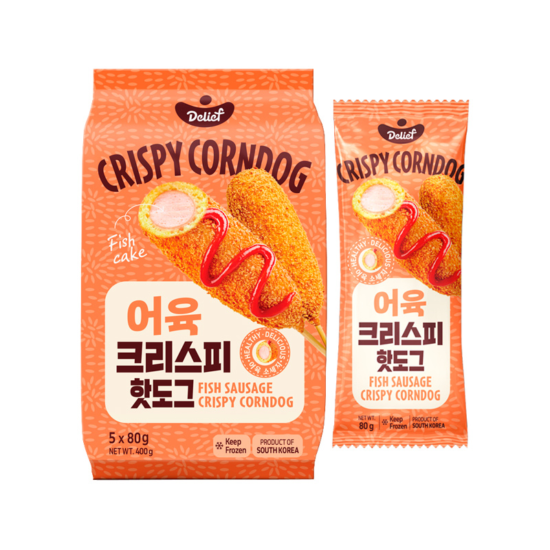 DELIEF Fish Sausage Crispy Corndog (F) 80g x 5p x 12