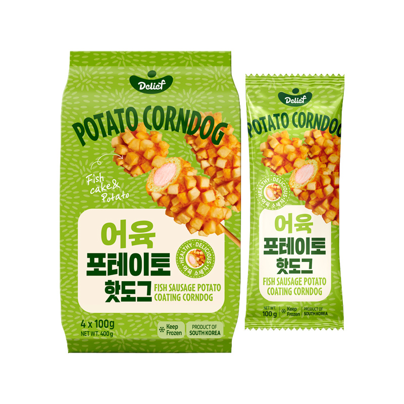 DELIEF Fish Sausage Potato Coating Corndog (F) 100g x 4p x 12