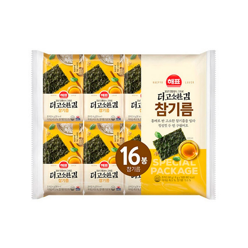 SAJO HAEPYO Savory Sesame Oil Laver 4g x 16p x 8