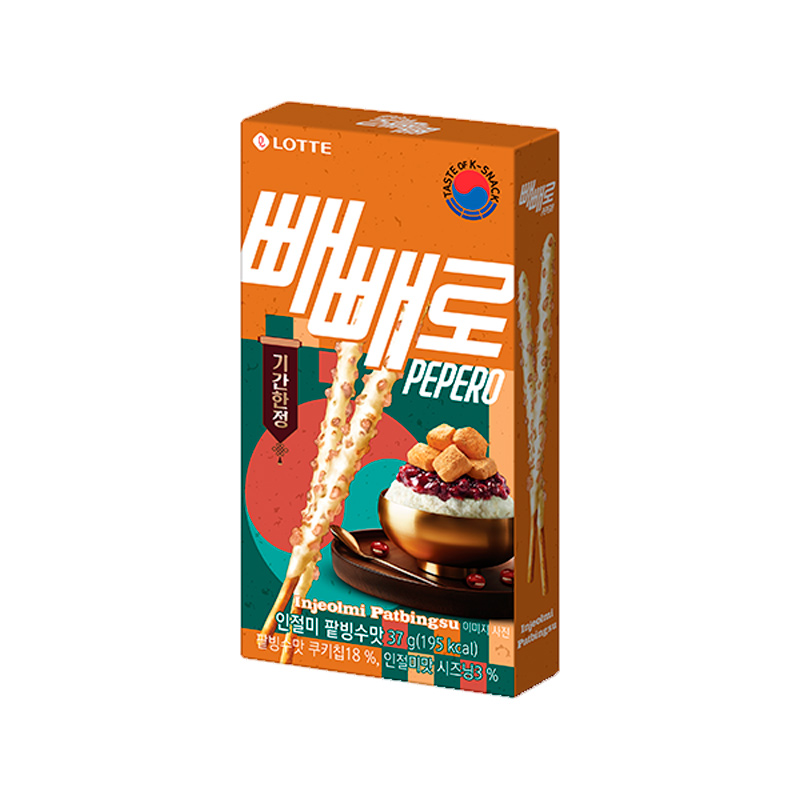 LOTTE Pepero Injeolmi Red Bean Bingsu Flavor 37g x 40