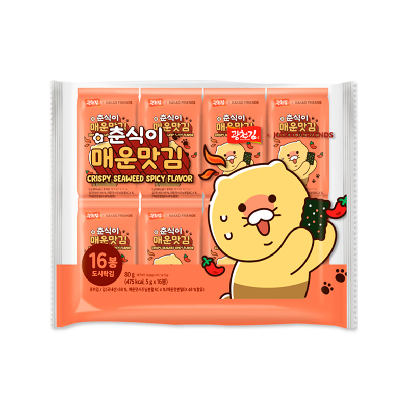 KWANGCHEONKIM Choonsik Crispy Seaweed Spicy 5g x 16p x 8