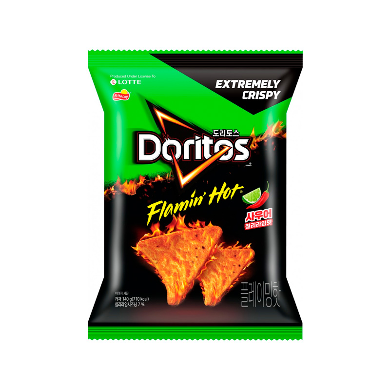 LOTTE Doritos Flamin Hot Sour Chili Lime Flavor 140g x 12