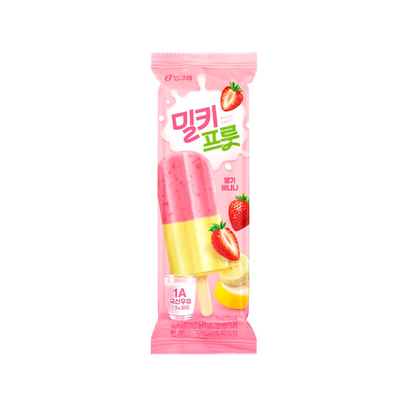 BINGGRAE Milky Fruit Strawberry Banana (E) 75ml x 40